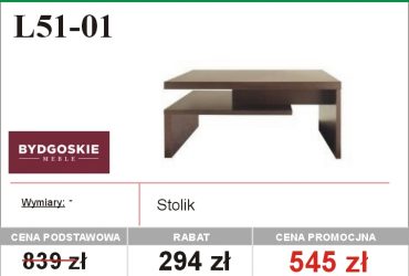   Niesamowite wyprzedaże w salonach Eko Meble - stoliki - rabaty do 50%!