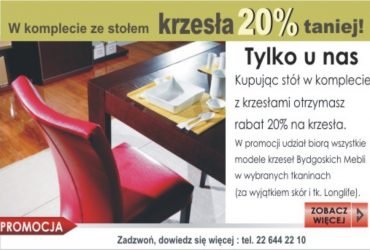Krzesła z oferty Bydgoskich Mebli taniej z rabatem 20%